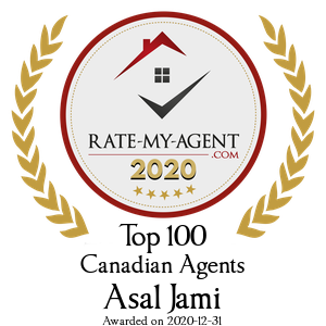 Top 100 Canadian Agent Badge for Asal Jami verified on 2021-01-08 by Rate-My-Agent.com