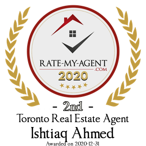 Top Rated Toronto Real Estate Agent Badge for Ishtiaq Ahmed verified on 2021-01-08 by Rate-My-Agent.com