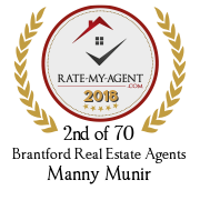 Top Rated Brantford Real Estate Agent Badge for Manny Munir verified on 2020-10-21 by Rate-My-Agent.com