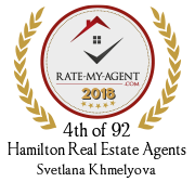 Top Rated Hamilton Real Estate Agent Badge for Svetlana Khmelyova verified on 2020-02-24 by Rate-My-Agent.com